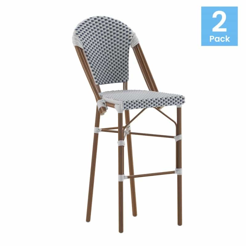 2Pk White/Navy - Paris Stool