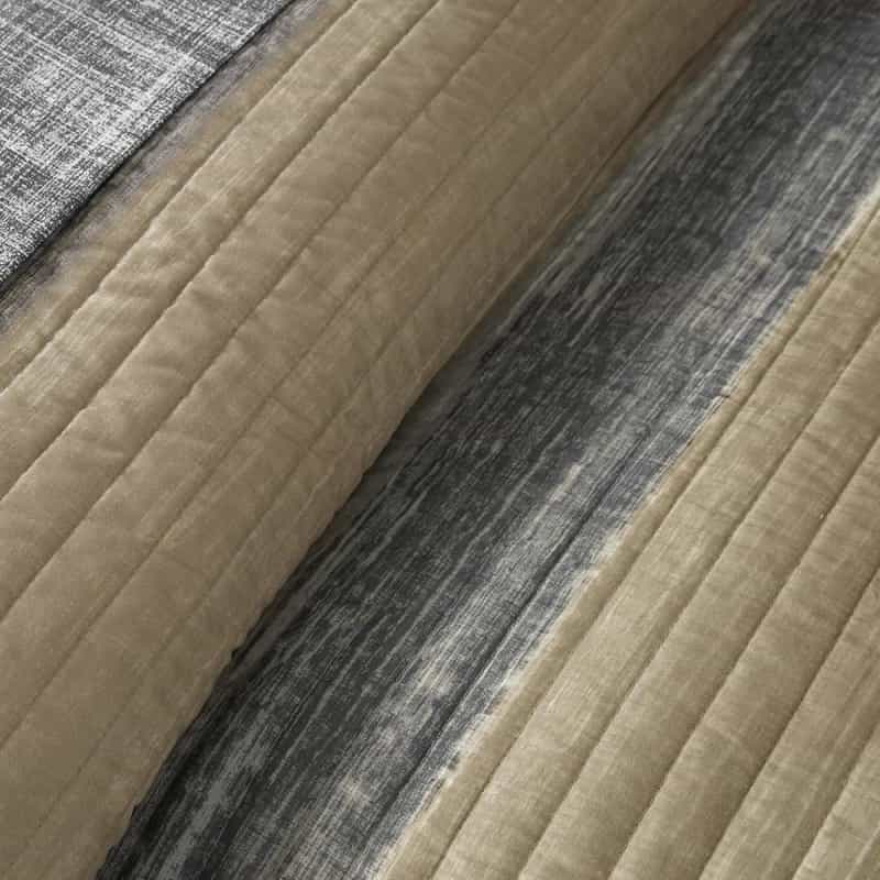 Saben 6 Piece Quilt Set With Cotton Bed Sheets, Taupe Color