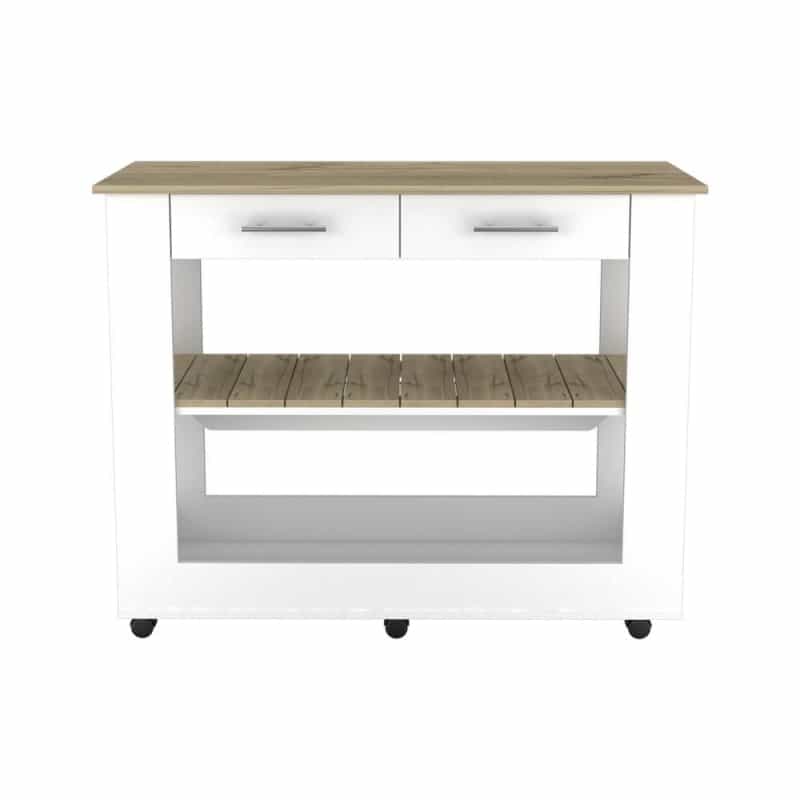 Delos 46 Kitchen Island White-Light Oak