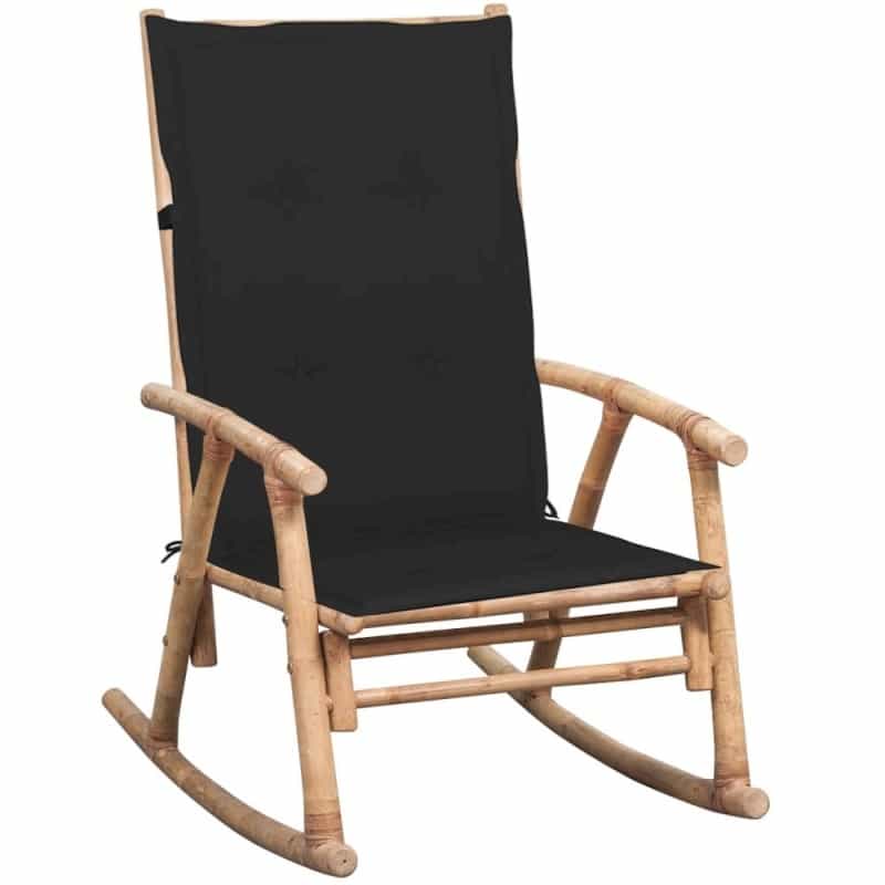 Rocking Chair Natural Bamboo, Black Bamboo, 100% Polyester Medium