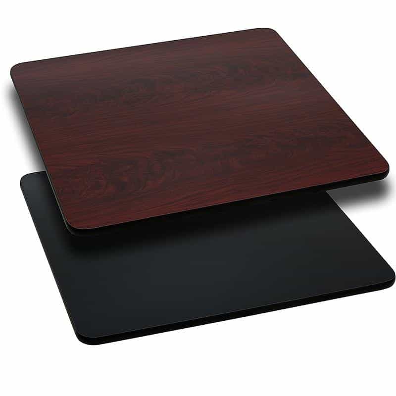 42'' Square Table Top With Black Or Mahogany Reversible Laminate Top