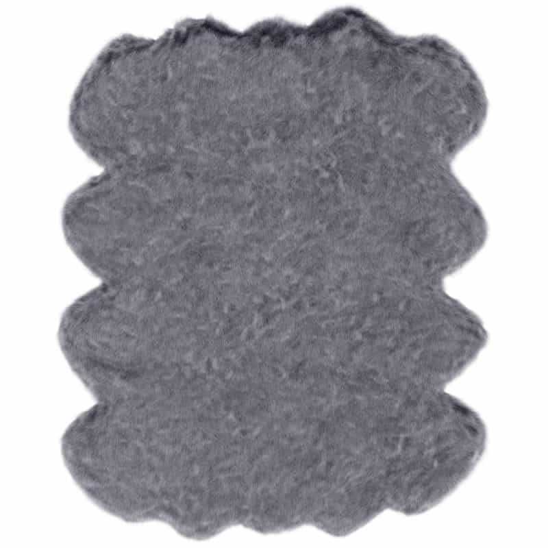 Gloss Black Faux Fur Area Rug, 2' X 3'