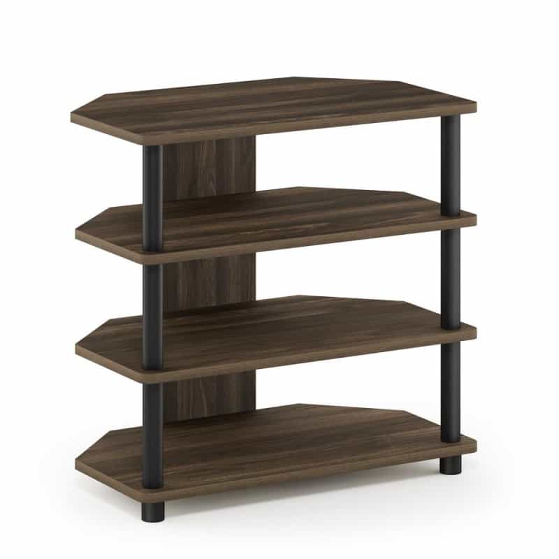 Furinno Turn-N-Tube Easy Assembly 4-Tier Petite Tv Stand, Columbia Walnut/Black
