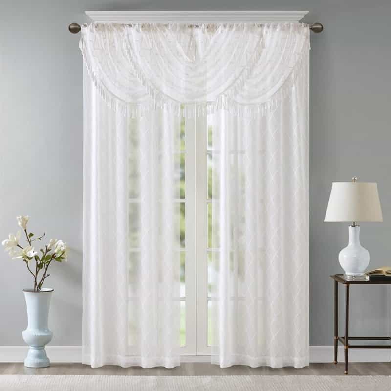 Diamond Sheer Embroidered Waterfall Valance