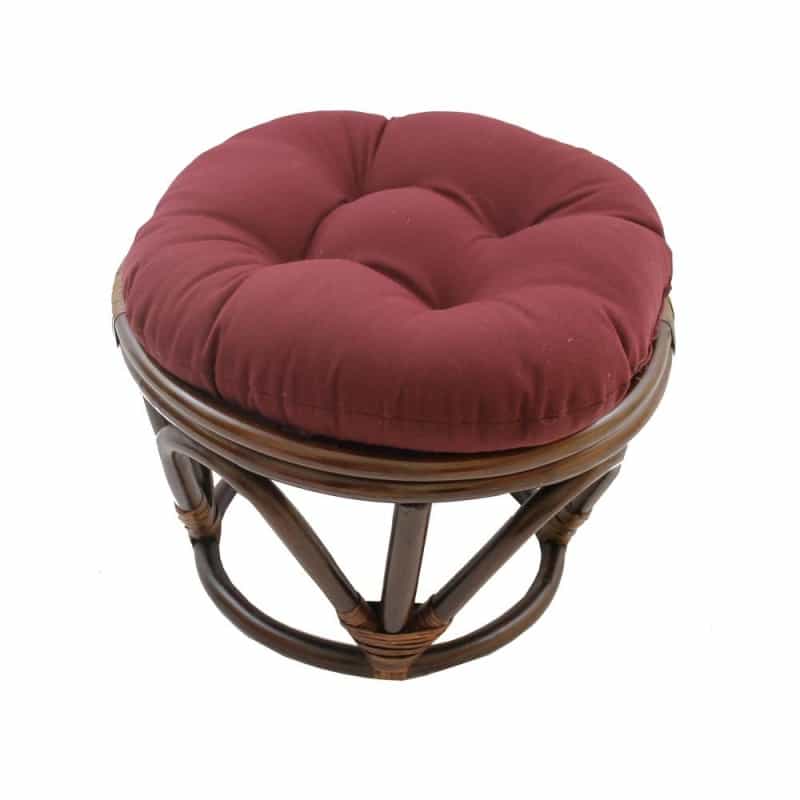 Rattan Footstool With Twill Cushion