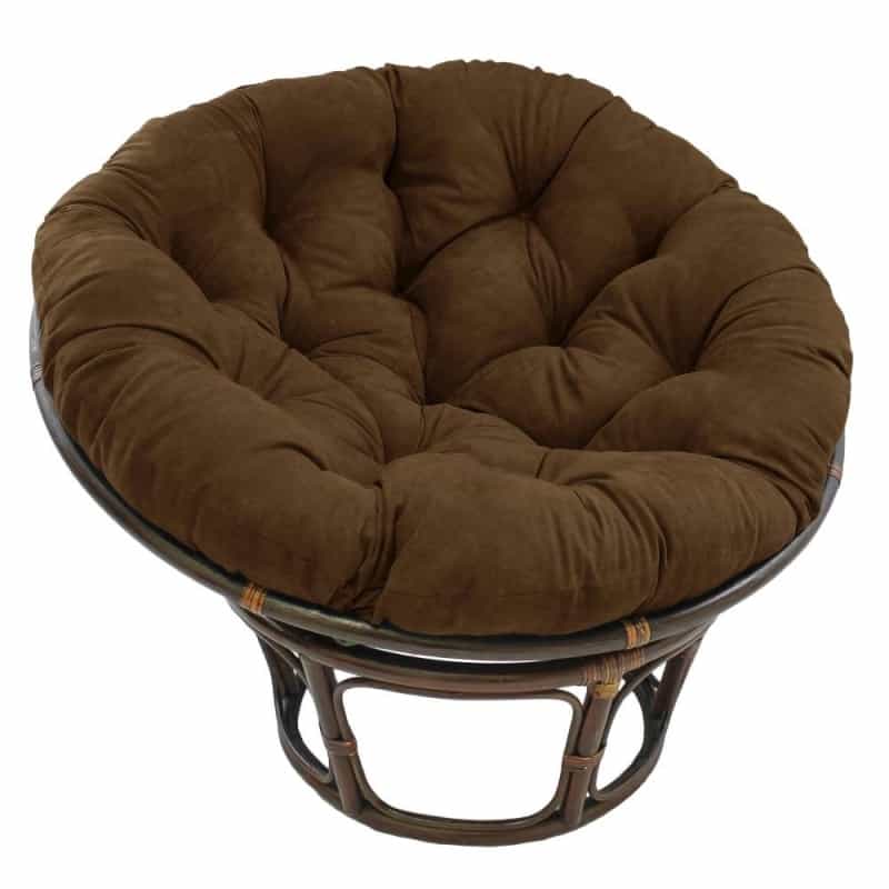 Rattan 42-Inch Papasan Chair With Micro Suede Cushion