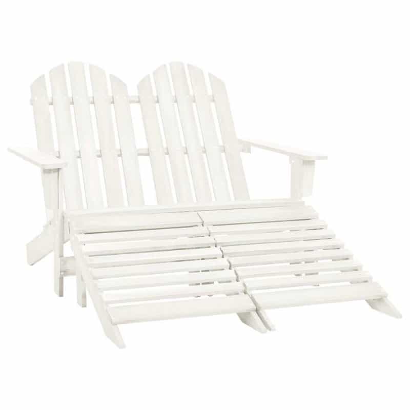 Vidaxl 2-Seater Patio Adirondack Chair&Ottoman Fir Wood White