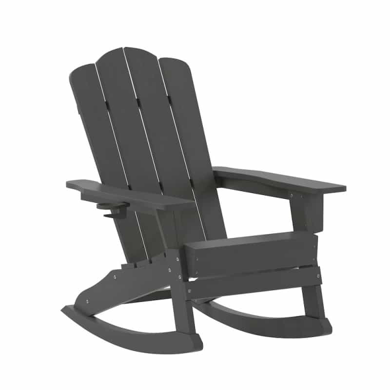 Contemporary Commercial Grade Adirondack Rocking Chair With Cupholder