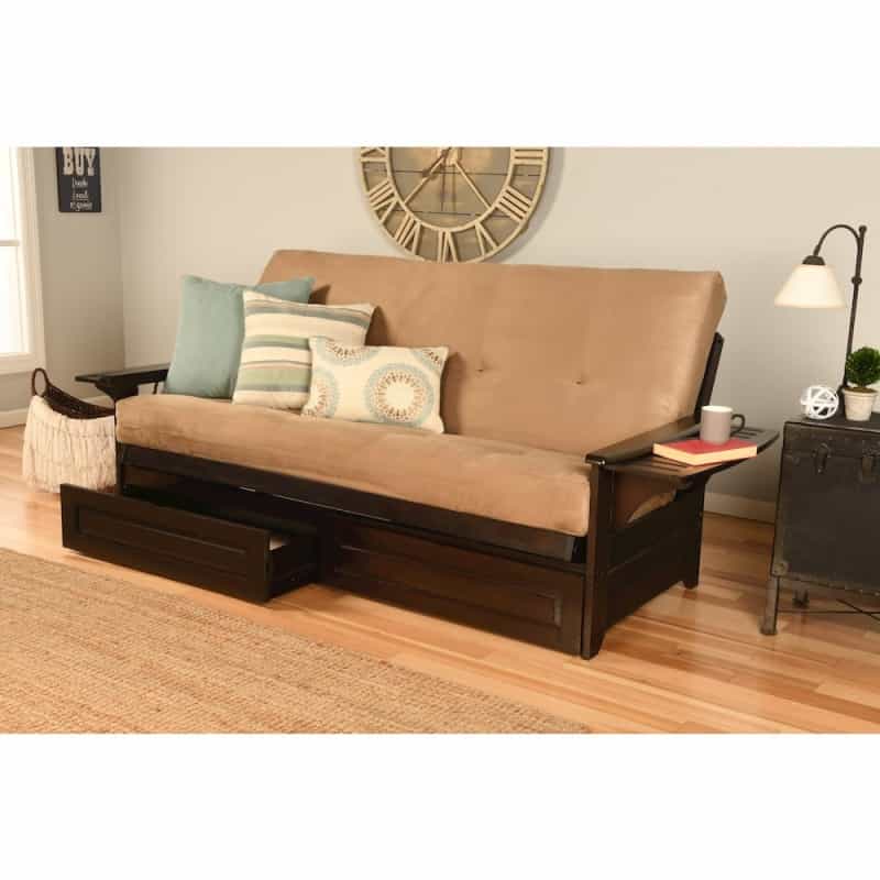 Phoenix Frame-Espresso Finish-Suede Peat Mattress-Storage Drawers