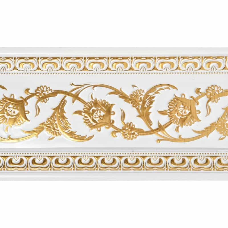 Gold On French White Floral Chair Rail 94 Inch