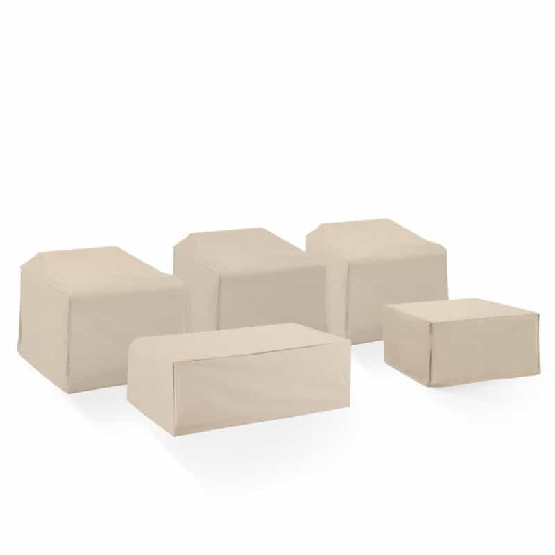 5Pc Outdoor Furniture Cover Set, 3 Chairs, 1 Coffee Table, 1 Table/Ottoman