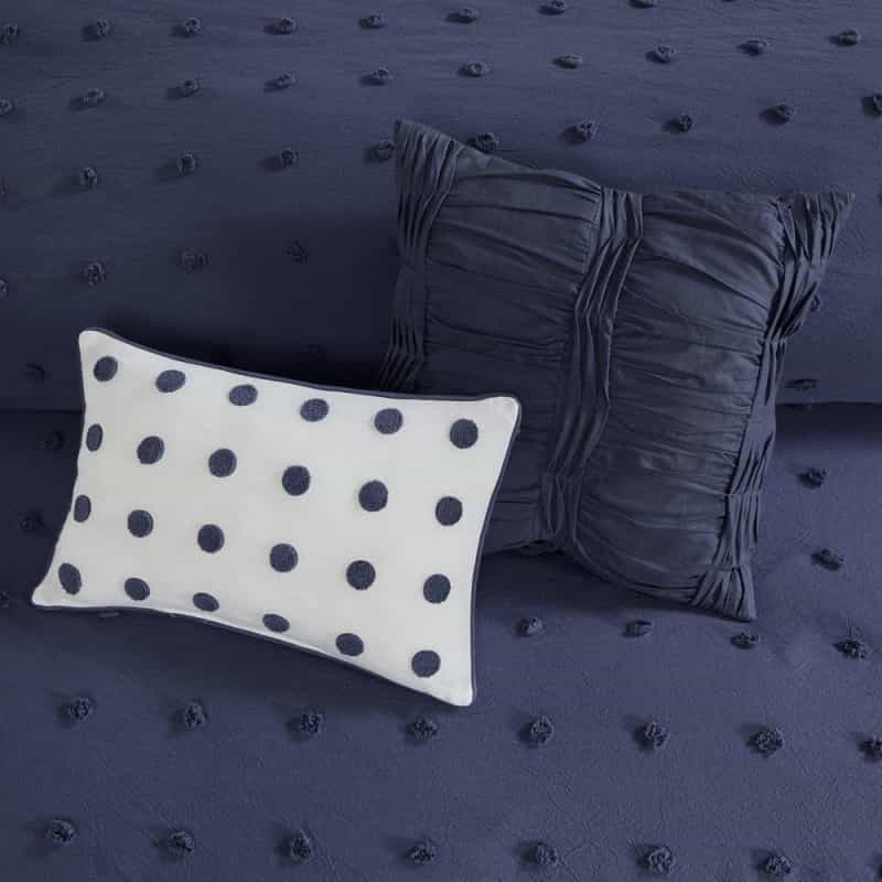 Cotton Jacquard Comforter Set With Euro Shams And Throw Pillows