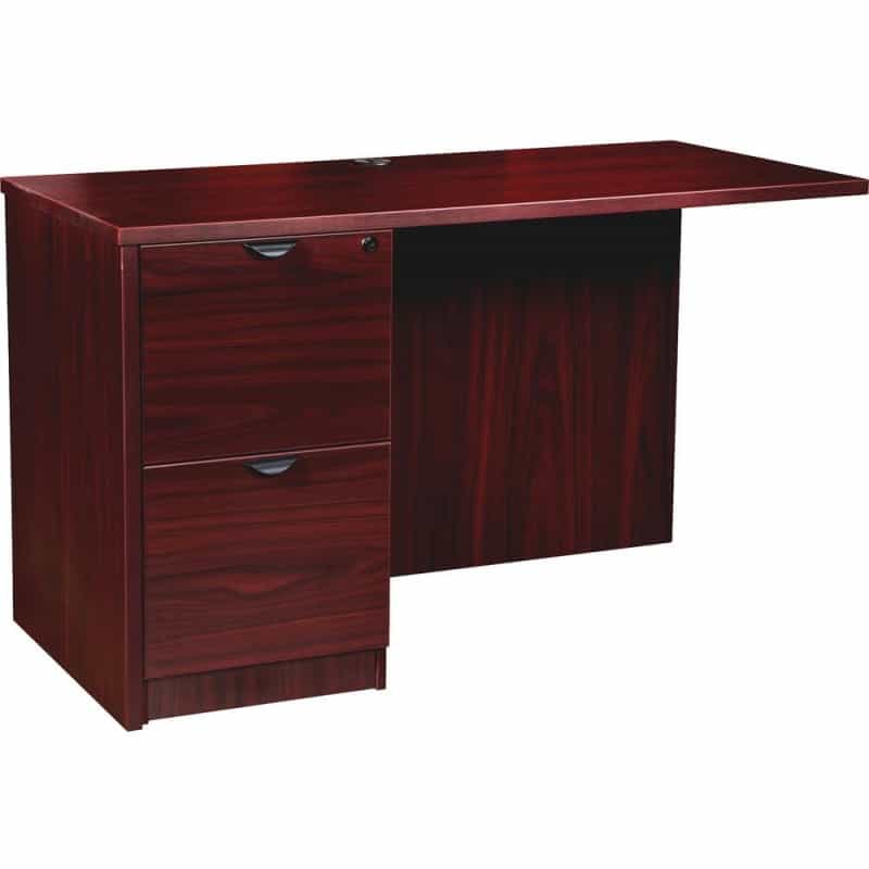 Lorell Prominence 2.0 Left Return - 29" Height X 42" Width X 24" Depth, 1" Thickness Top - Total Drawer(S): 2 - Band Edge - Material: Particleboard - Finish: Mahogany Laminate, Thermofused Melamine (t