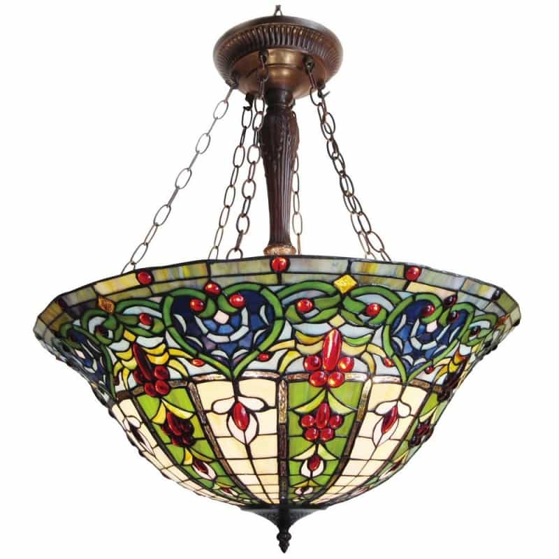 Tiffany-Style 3 Light Victorian Inverted Hanging Pendant Fixture 22" Shade