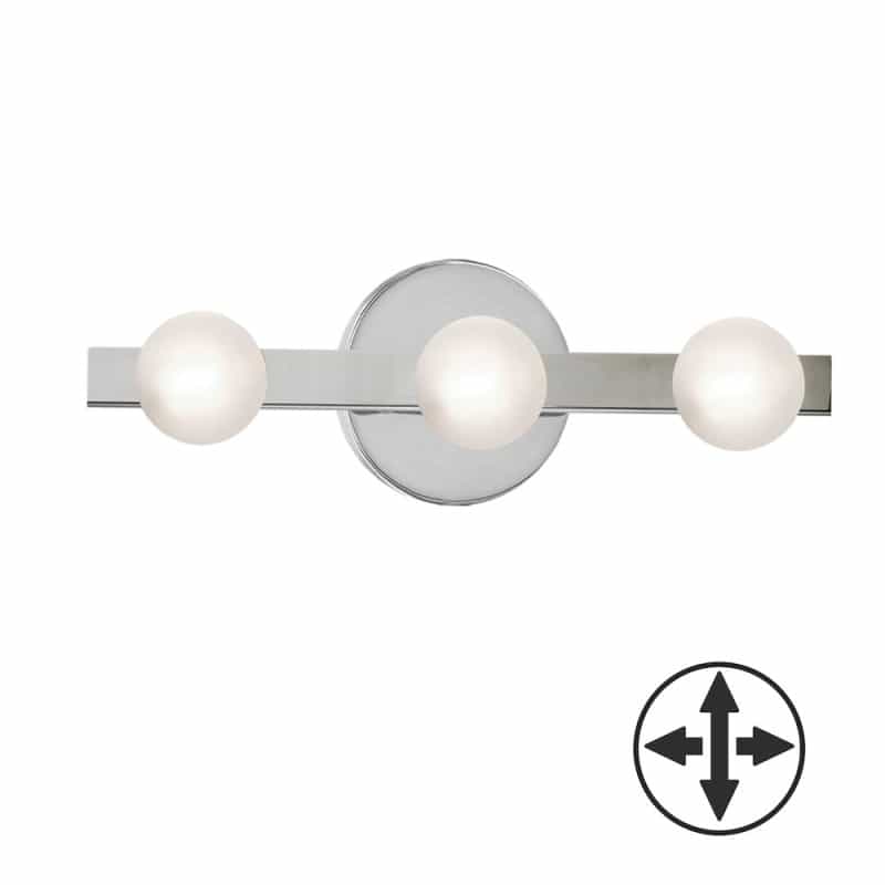 3 Light Vanity In Polished Chrome W/ Frosted Glass