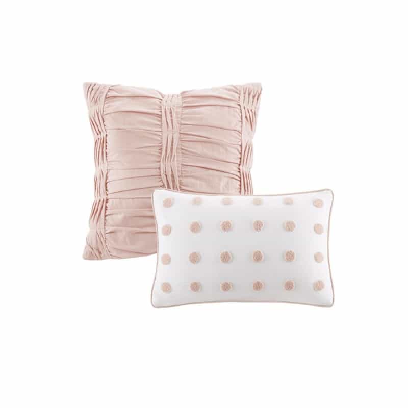 Cotton Jacquard Comforter Set With Euro Shams And Throw Pillows
