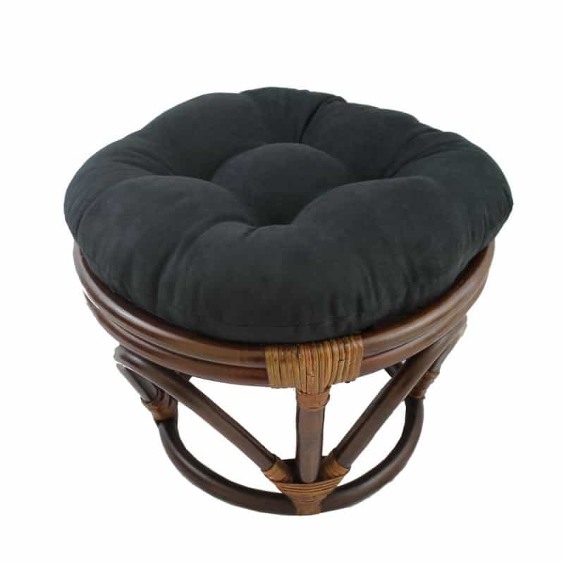 Rattan Ottoman With Micro Suede Cushion