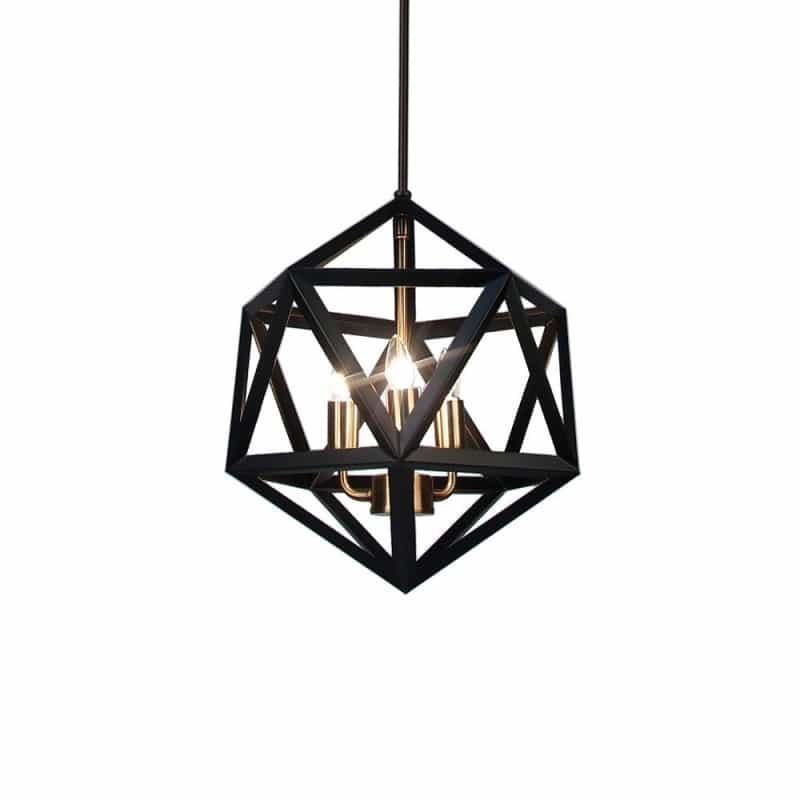 3Lt Incandescent Chandelier, Blk/Ab
