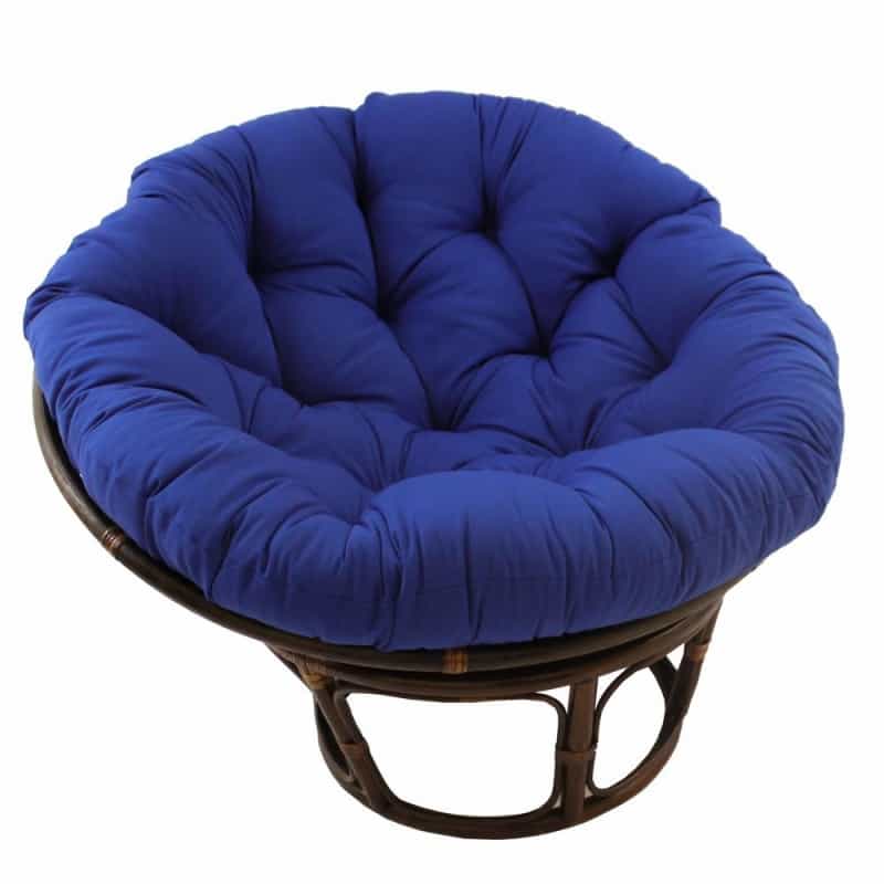42-Inch Rattan Papasan Chair With Solid Twill Cushion