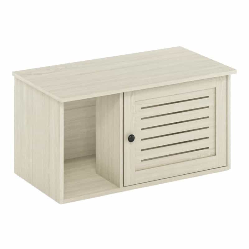 Furinno Peli Farmhouse Hidden Cat Litter Box With Divider, White Wash