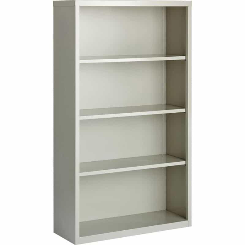 Lorell Fortress Series Bookcase - 34.5" Width X 13" Depth X 60" Height - 4 X Shelf(Ves) - Light Gray - Powder Coated - Steel - Recycled
