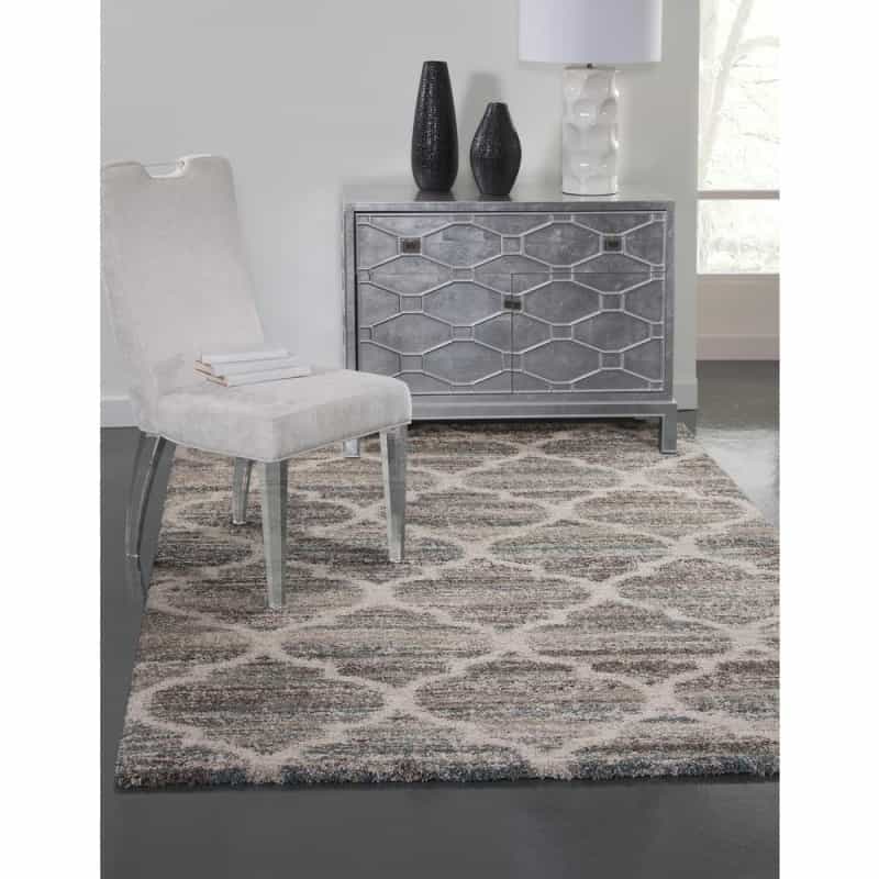 Granada Trellis Blue/Brown/Tan Area Rug, 5'3" X 7'6"