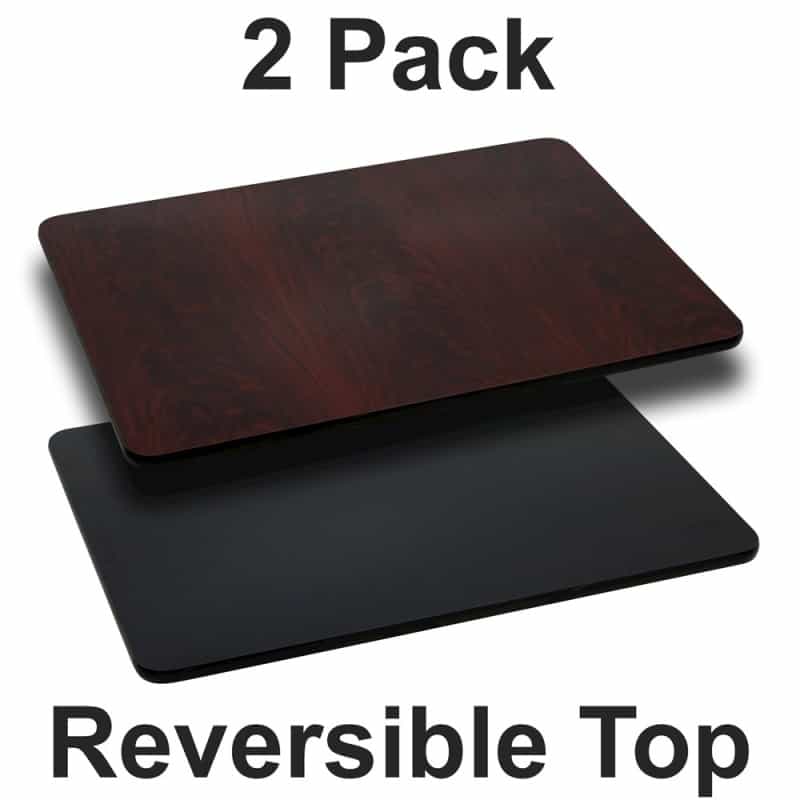 2 Pk. 30'' X 42'' Rectangular Table Top With Black Or Mahogany Reversible Top