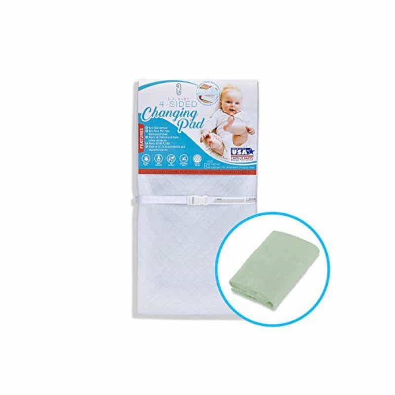 [Combo Pack] 4-Sided Waterproof Diaper Changing Pad, 30" With Bonus Washable Mint Terry Cover