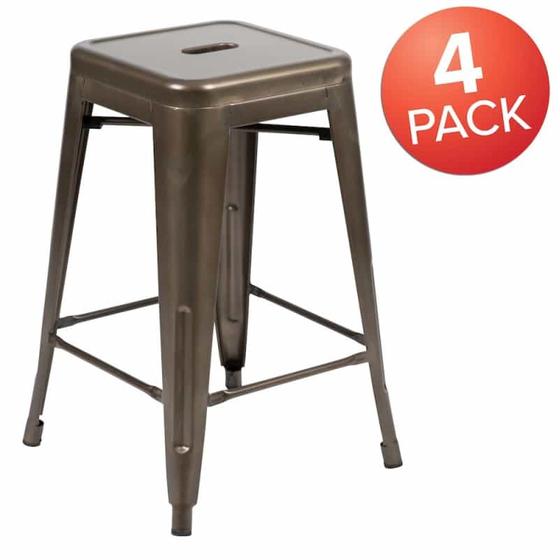 Modern Industrial Metal Stool In Gun Metal Gray