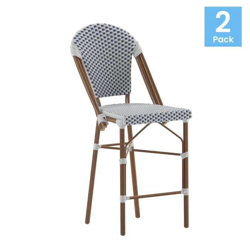2Pk White/Navy Paris Stool
