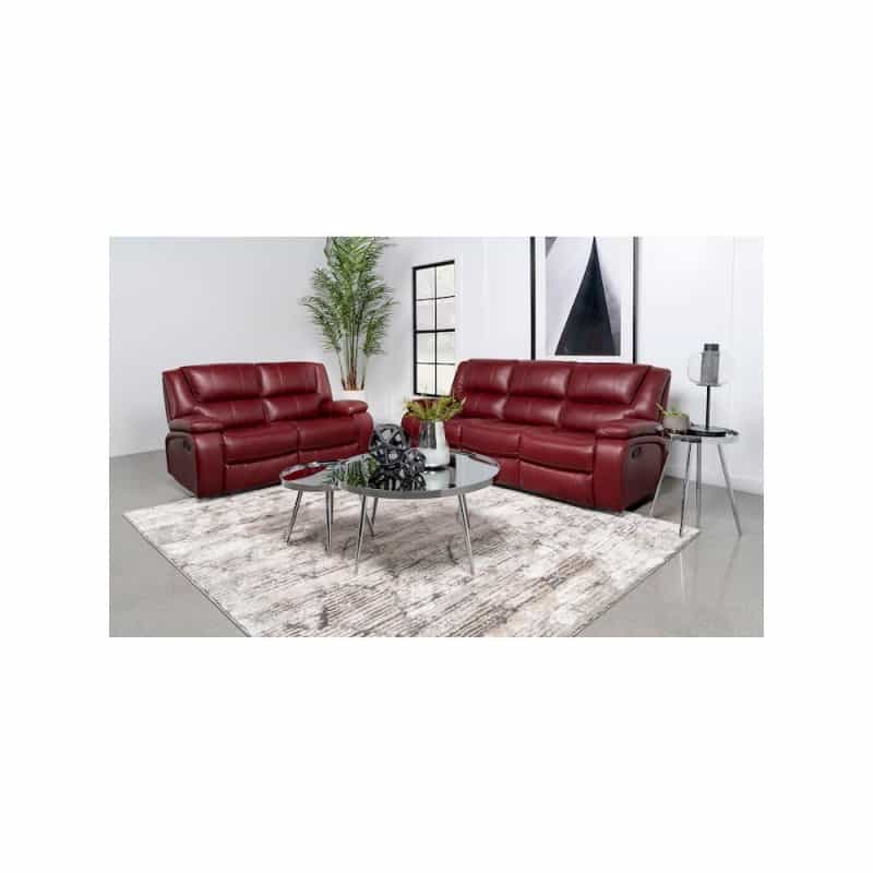 Camila 2-Piece Upholstered Reclining Sofa Set Red