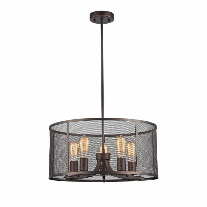 Lorry Industrial-Style 5 Light Rubbed Bronze Ceiling Pendant 20" Wide