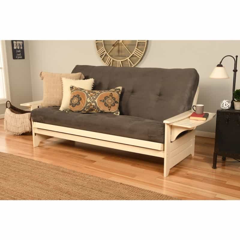 Phoenix Frame-Antique White Finish-Suede Gray Mattress