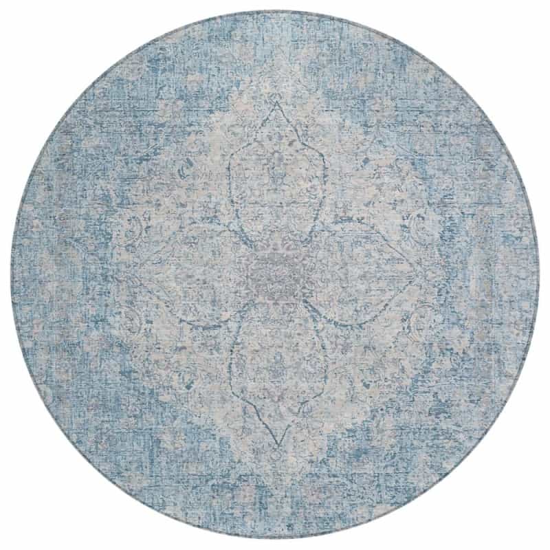 Machine Washable Indoor/Outdoor Chantille Acn2136 Denim 8' X 8' Round Rug