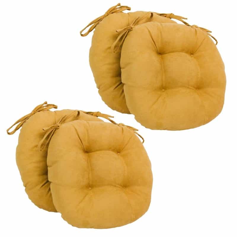 16-Inch Solid Micro Suede Round Tufted Chair Cushions (Set Of 4)