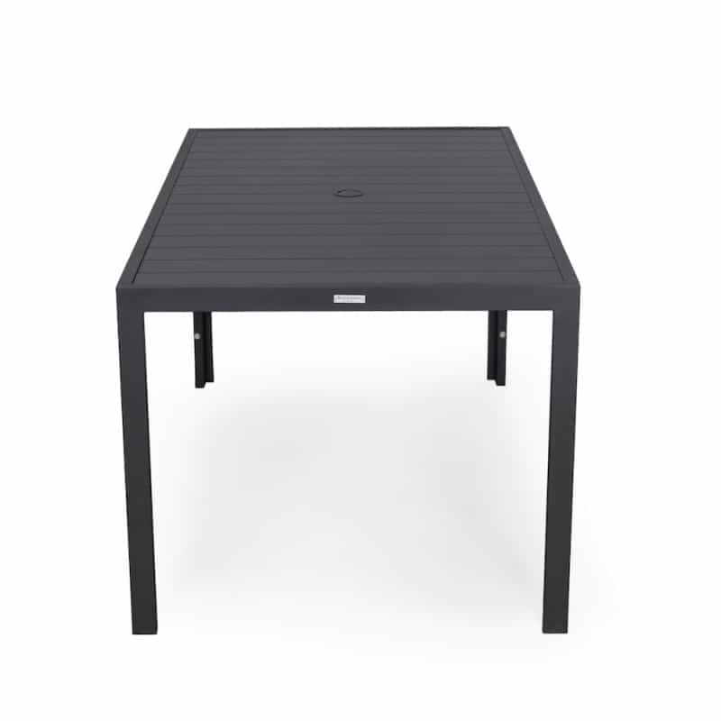 Chelsea Aluminum Outdoor Dining Table With 6 Chairs And Beige Cushions