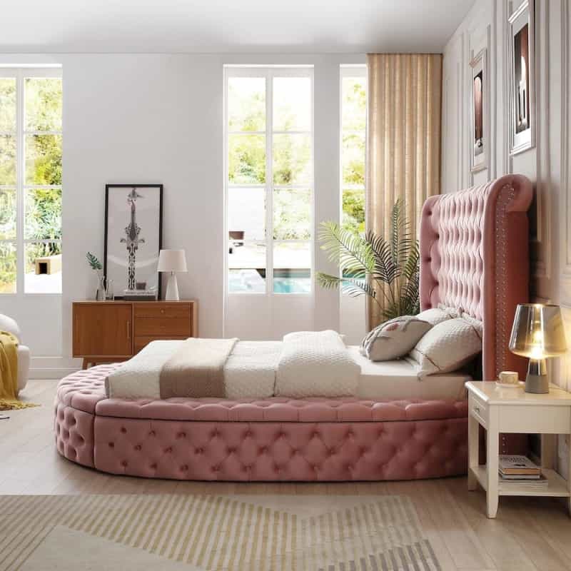 Upholstered Round Storage Bed