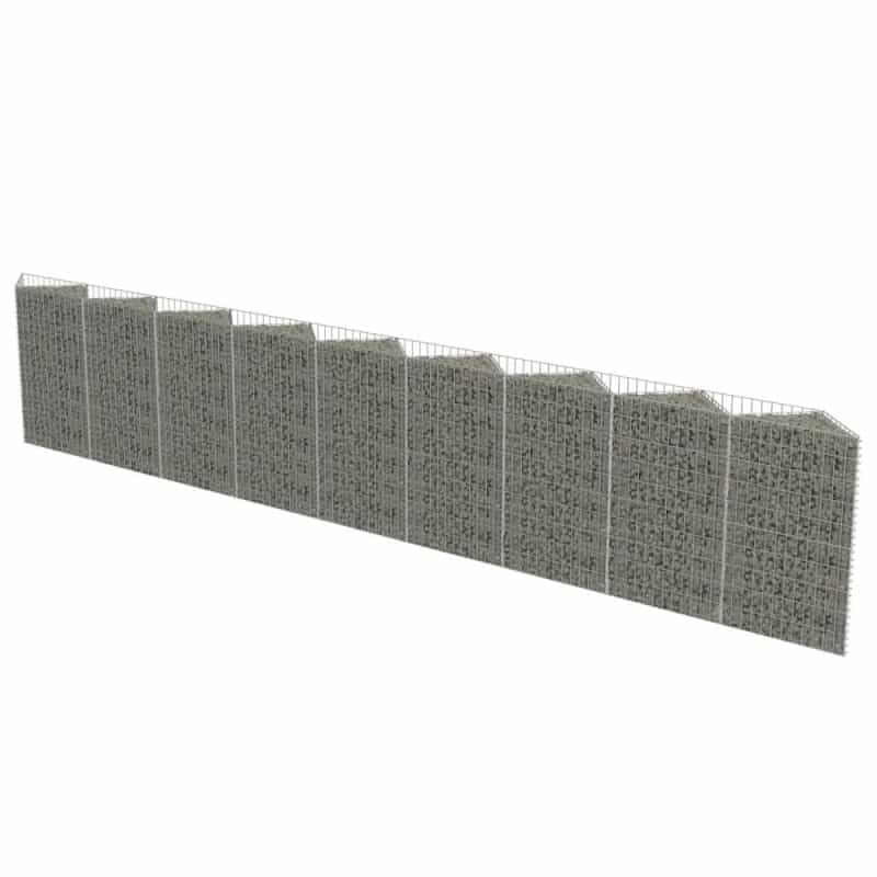 Vidaxl Gabion Wall Galvanized Steel 248"X11.8"X39.4", 143573