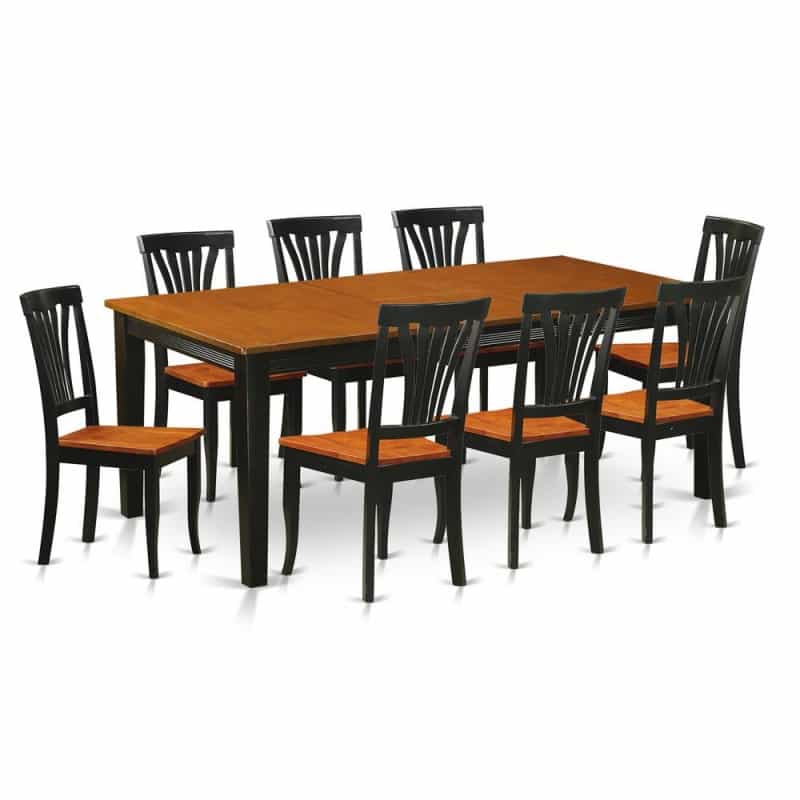 9 Pc Dining Room Set-Dining Table With 8 Wood Dining Chairs