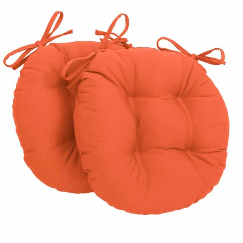 16-Inch Solid Twill Round Tufted Chair Cushions (Set Of 2)
