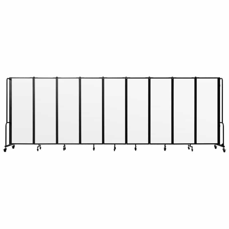 Nps® Room Divider, 6' Height, 9 Sections, Clear Acrylic Panels