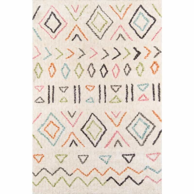 Contemporary Rectangle Area Rug, Ivory, 5' X 7'6"