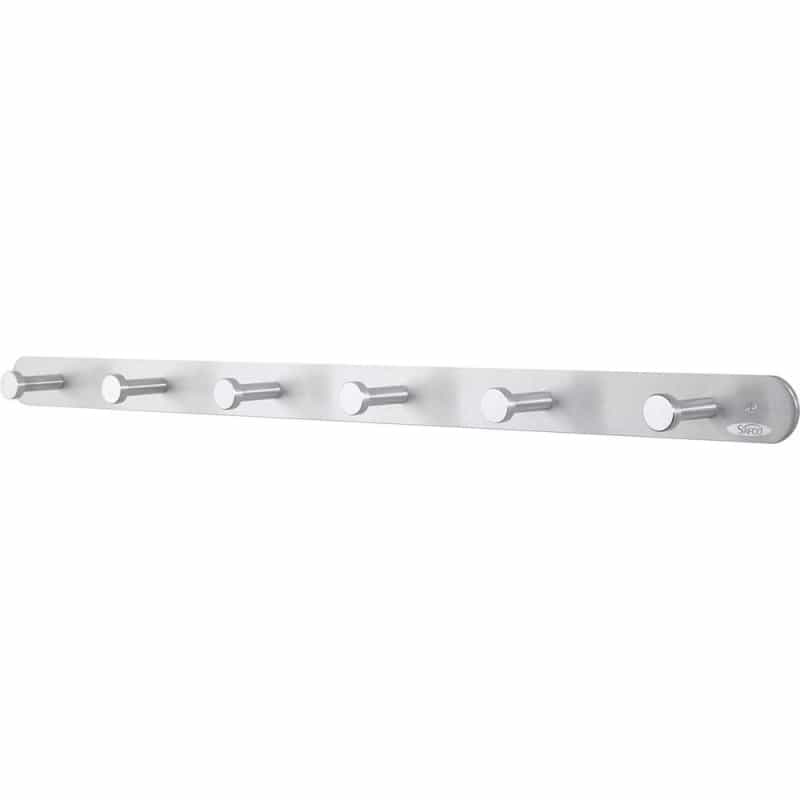 Safco Nail Head Coat Hook - 6 Hooks - 60 Lb (27.22 Kg) Capacity - 1" Size - For Garment - Aluminum, Steel - Silver - 1 Each