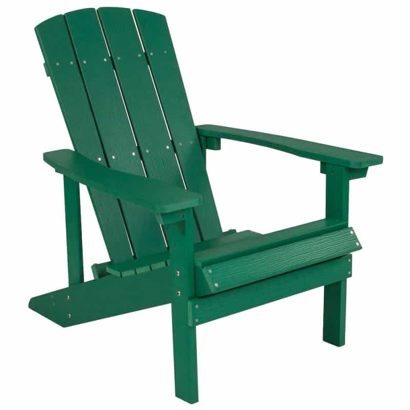 Commercial All-Weather Poly Resin Wood Adirondack Chair In Green