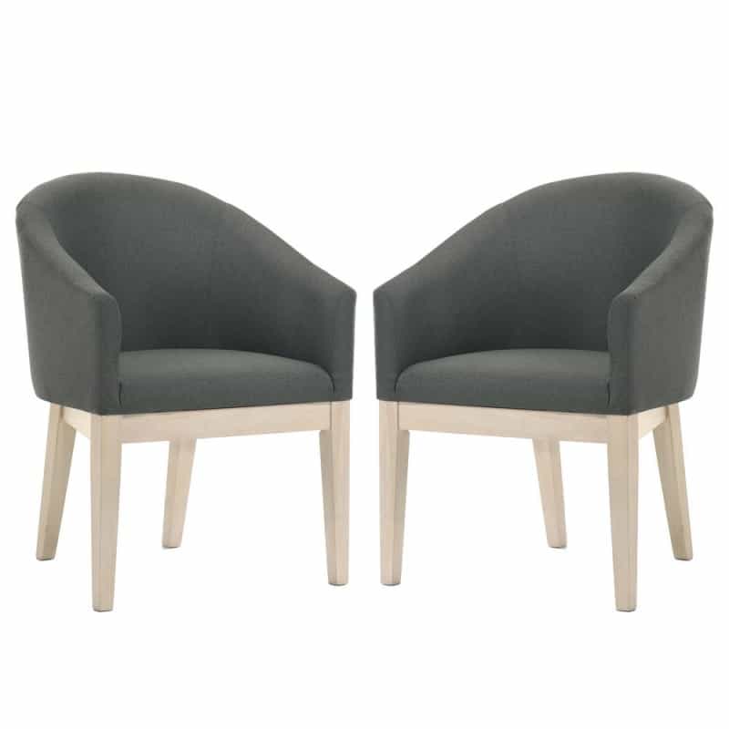 Neroli Set Of 2 Gray Fabric Barrel Accent Chair