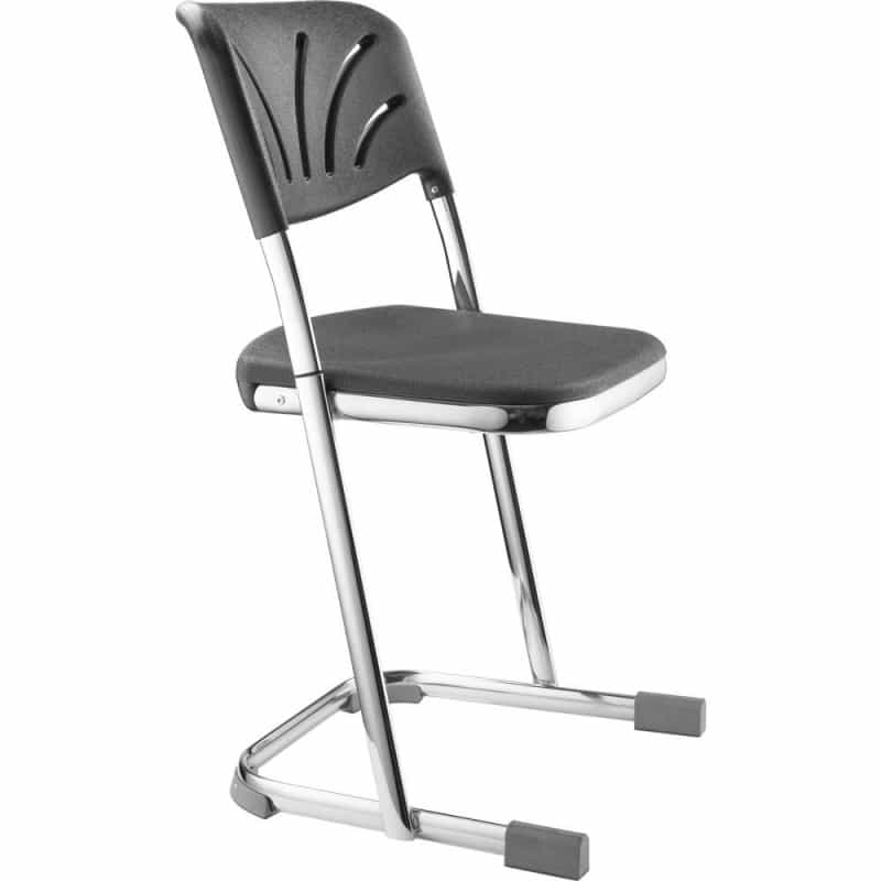 Nps® 18" Elephant Z-Stool With Backrest, Black Seat And Chrome Frame