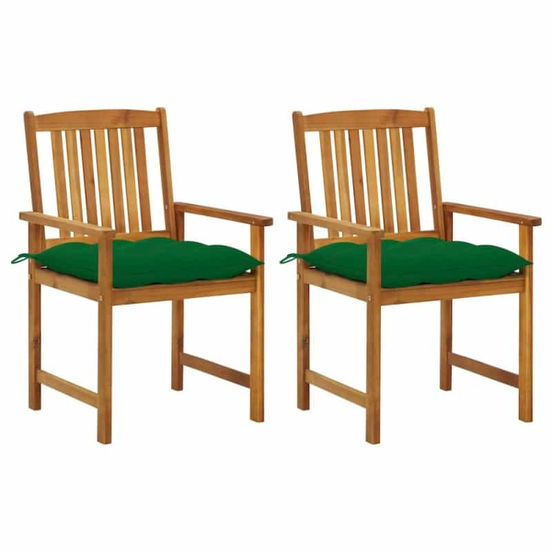 Patio Chair Set Of 2 Green Solid Acacia Wood Standard Durable