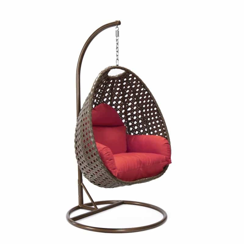Beige Wicker Hanging Egg Swing Chair