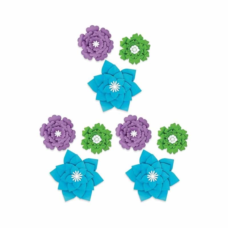 Creatively Inspired Blue, Purple, Green Flowers, 3 Per Set, 3 Sets