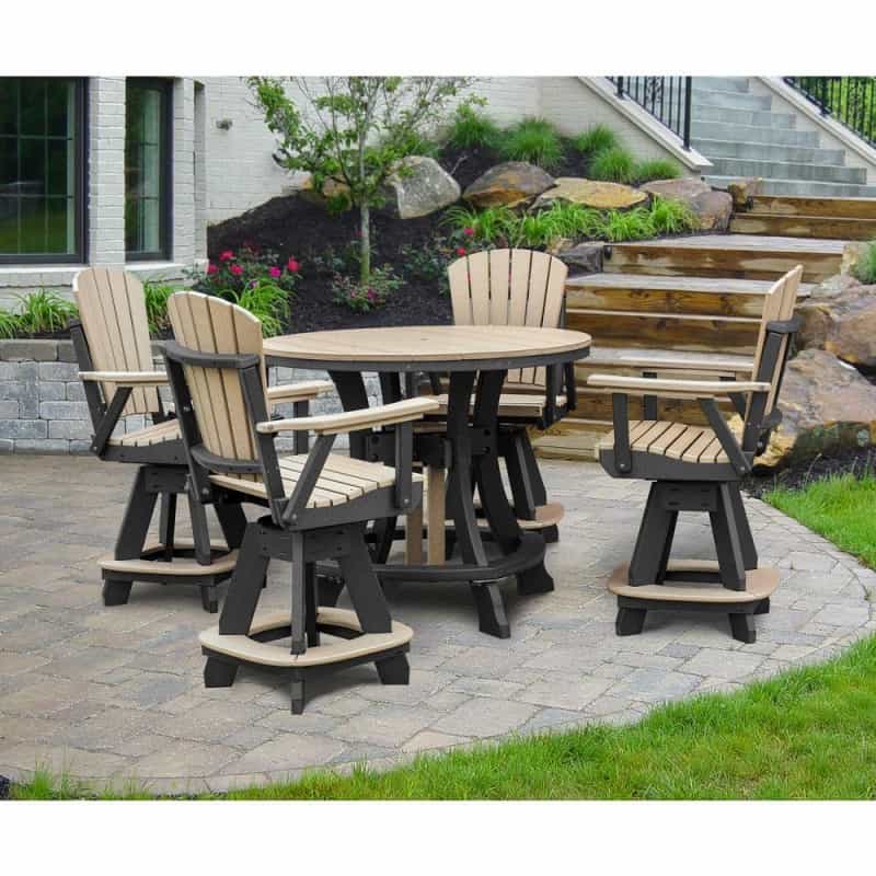 Os Home And Office Model Cr130wwbk-K Five Piece Round Counter Height Dining Set In Weatherwood On A Black Base